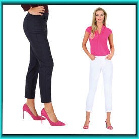 Robell Bella 09 7/8 jumpin zomerbroek katoenen stretch kleur wit marine en zwart  