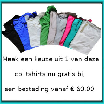 maak een keuze uit 1 van deze col tshirts nu gratis bij een besteding vanaf &euro; 60.00