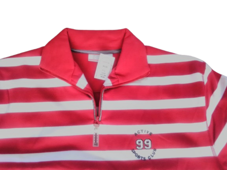 HS sweatshirt 3/4 mouw rood wit gestreept 4225 detail kraag