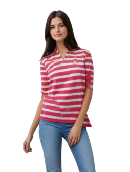HS sweatshirt  3/4 mouw rood wit gestreept 4225