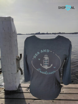 katoenen tshirt print op voorpand kleur marine
