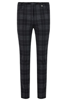 Robell Rose zwart grijs geruite slimfit jumpin broek voorkant