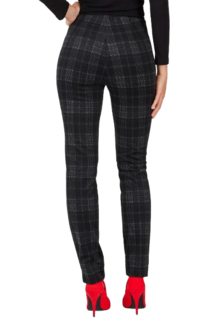 Achterkant Robell Rose zwart grijs geruite slimfit jumpin broek