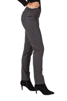 Robell Bella zwart grijs geruite jumpin slimfit winter broek zijkant