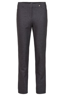 Robell Bella zwart grijs geruite jumpin slimfit winter broek voorkant
