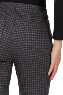 Robell Bella zwart grijs geruite jumpin slimfit winter broek detail zakken