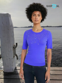 Katoenen tshirt kleur kobalt blauw