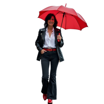 Model draagt de Anna Montana Finja 1297 flared kleur zwart