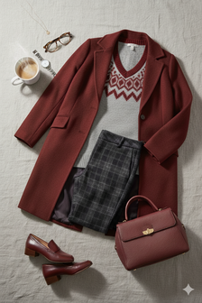 styling inspiratie donker rood zilver met rose ruit broek