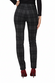 Achterkant Robell Rose zwart grijs geruite slimfit jumpin broek