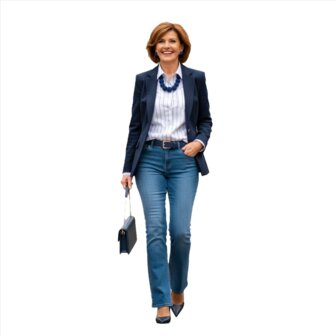 Een dame in Anna Montana Finja flared jeans in used stone met een moderne, casual look.