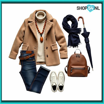 Deze stijlvolle winteroutfit maak je compleet met de **Anna Montana Finja flared jeans** in donkerblauw. De flared jeans is gec