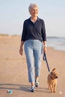 Robell Marie 07 jump-in jeans capri model Marielle  op het strand51664 540