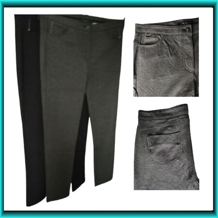 Angelika 1950 tricot broek zwart en grijs