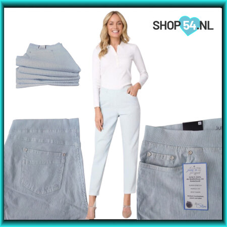 Anna Montana Angelika 1106 Brussel 7/8 jumpin jeans kleur blauw wit gestreept