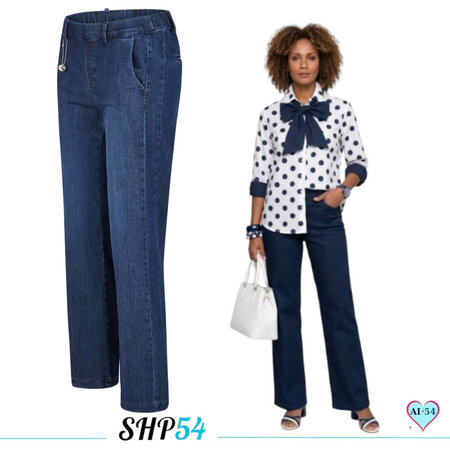 Anna Montana Angelika 1045 wide leg donkerblauw model Madelief