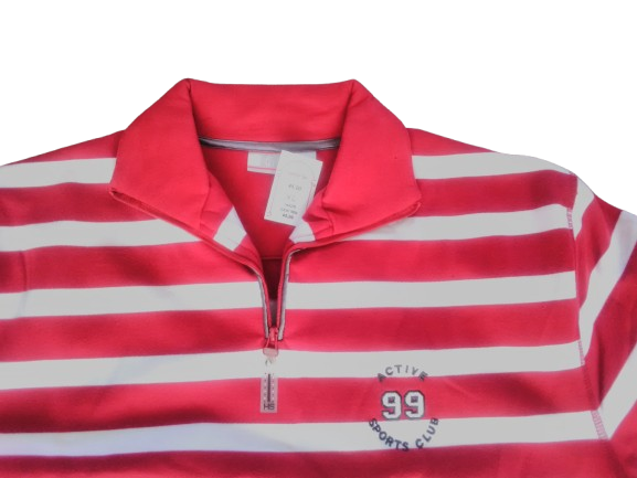 HS sweatshirt 3/4 mouw rood wit gestreept 4225 detail kraag