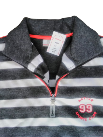 HS sweatshirt  3/4 mouw  grijs wit gestreept 4225