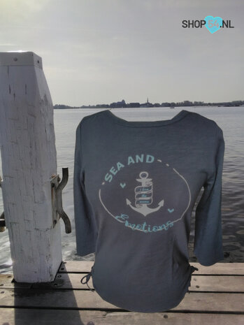 katoenen tshirt print op voorpand kleur marine