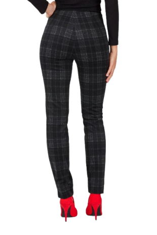 Achterkant Robell Rose zwart grijs geruite slimfit jumpin broek