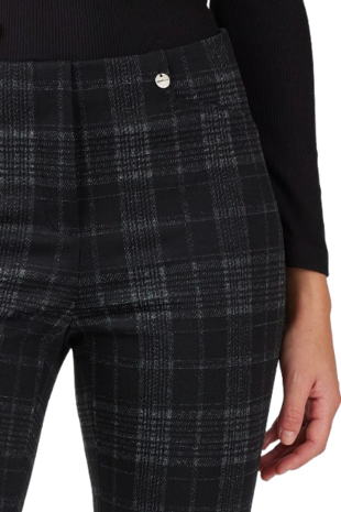 Detail Robell Rose zwart grijs geruite slimfit jumpin broek