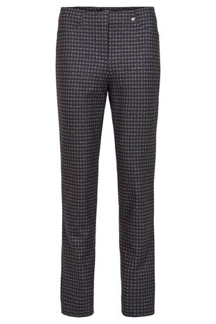Robell Bella zwart grijs geruite jumpin slimfit winter broek voorkant