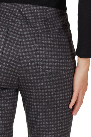 Robell Bella zwart grijs geruite jumpin slimfit winter broek detail zakken