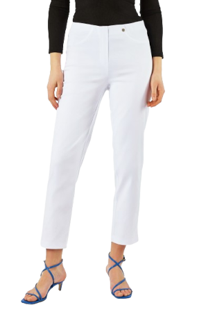 Robell Bella 09 7/8 jumpin zomerbroek katoenen stretch kleur wit voorkant