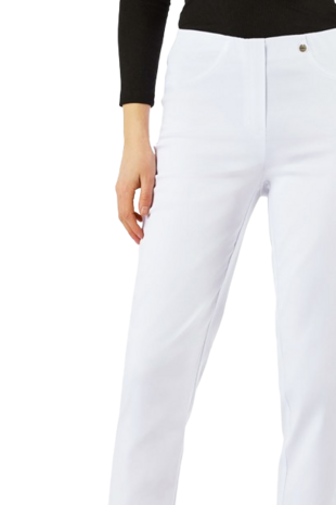 Robell Bella 09 7/8 jumpin zomerbroek katoenen stretch kleur wit taille voor
