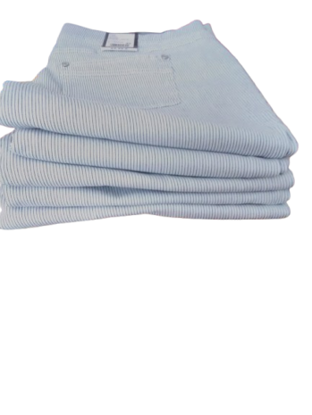Anna Montana Angelika 1106 Brusselkatoen stretch blauw wit gestreept gestapeld