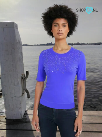 Katoenen tshirt kleur kobalt blauw