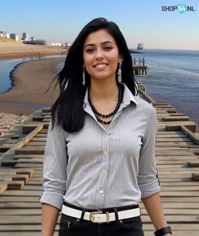 Milano katoenen blouse zwart wit gestreept