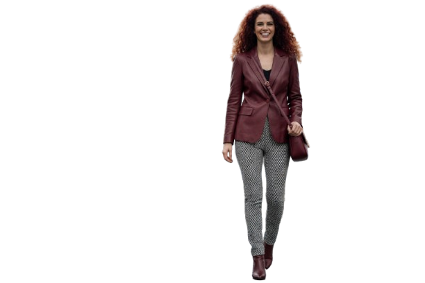 Robell rose dames winter broek grijs tinten in combi met donker rood leren items
