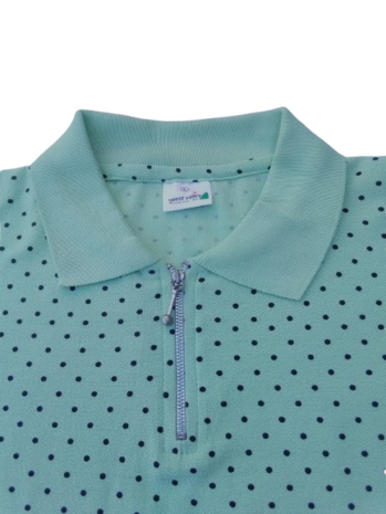 polo_peergroen_donkerblauwe_stipjes_kraag_ritssluiting_