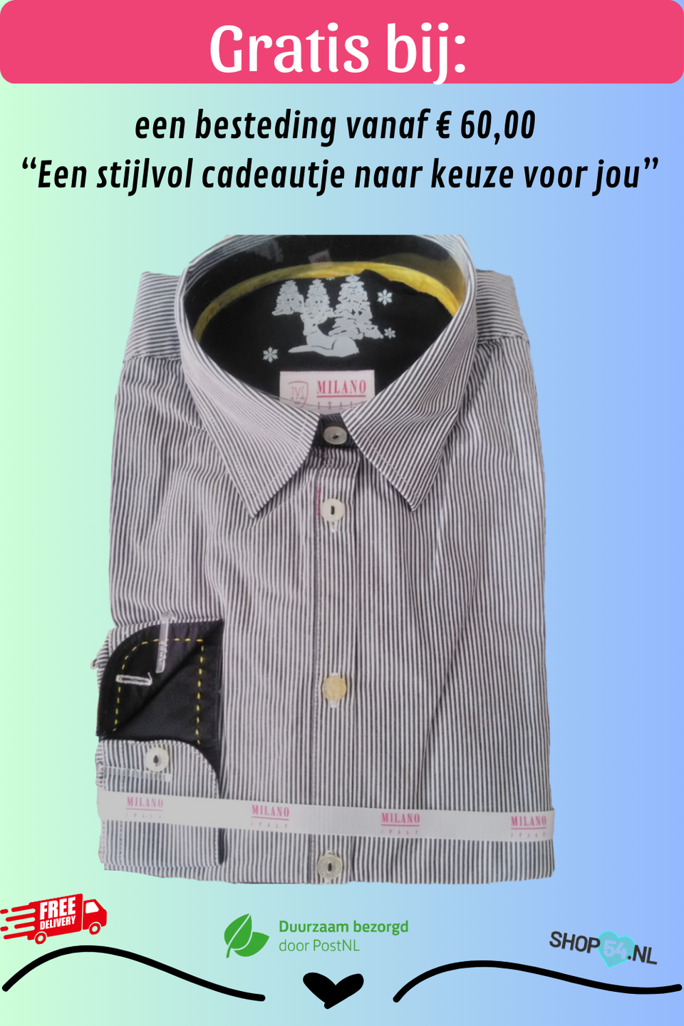 zwart wit gestreepte blouse van Milano Italy gratis bij besteding vanaf 60.00 euro