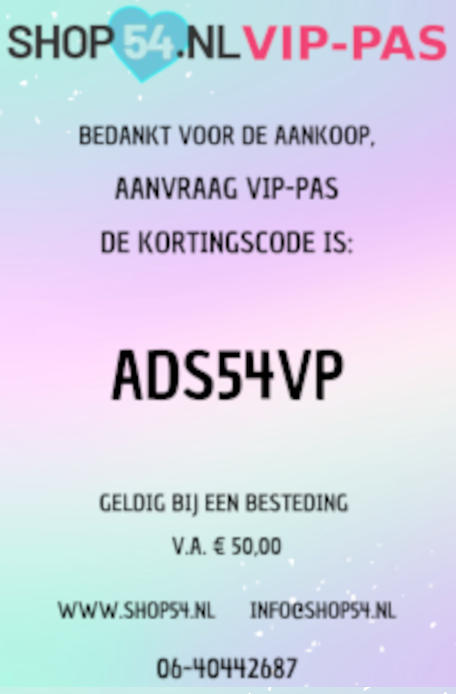 VIP- PAS De shop54 kortings pas VIP- PAS De shop54 kortings pas