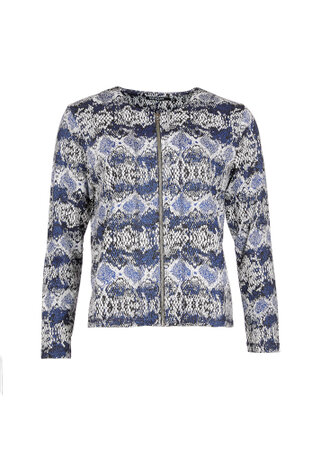 Sunday tricot damesvest blauw dessin