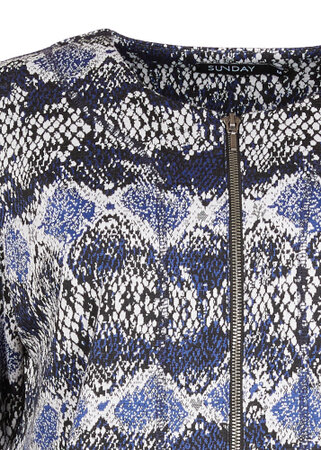 Sunday tricot damesvest blauw dessin